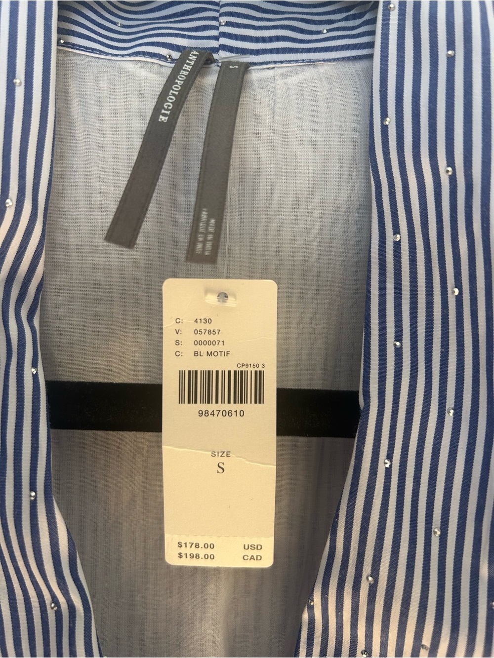 Anthropologie Tommie Cap-Sleeve Smocked Front Zip Shirt Dress:Shine Edition - Picture 3 of 5